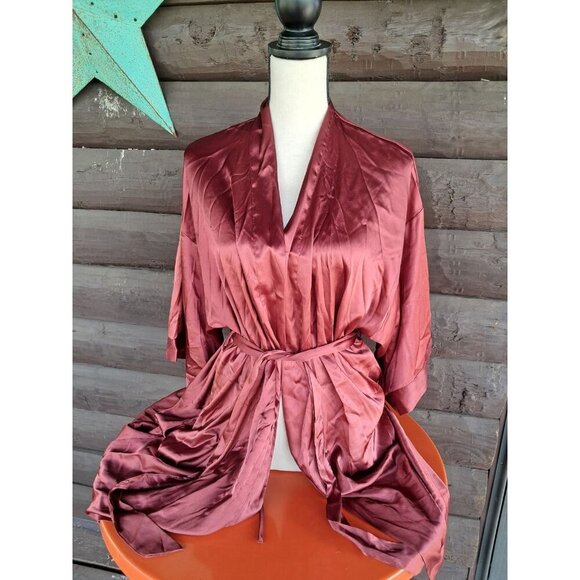 Vtg VICTORIA'S SECRET Women's Mauve Silk Satin Feel Kimono Robe Sz M/L - Picture 1 of 2